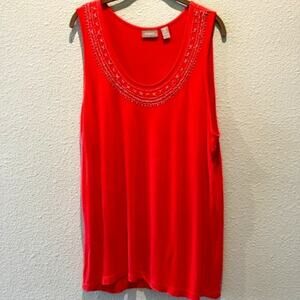 Chico’s Camisole/Tank With Beading Embellishment at Neck, Size 3 (16/18)